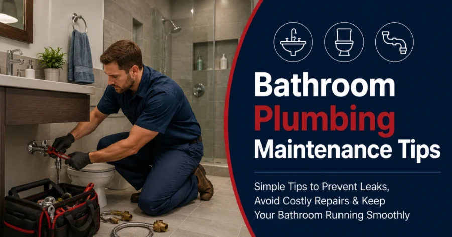 Plumber inspecting bathroom sink pipes during routine plumbing maintenance