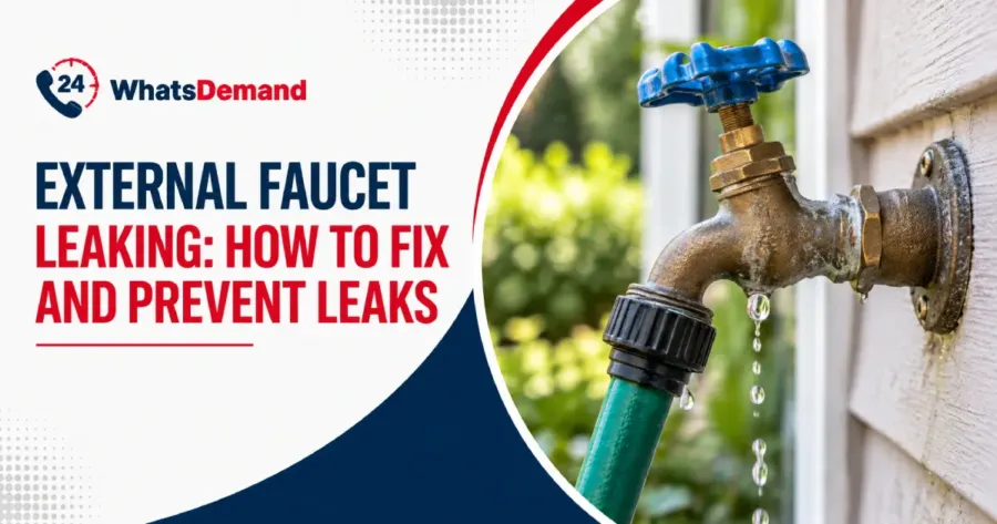 Leaking outdoor faucet with garden hose