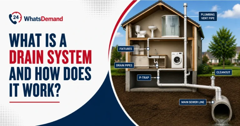 Residential home drain system with pipes and sewer connection