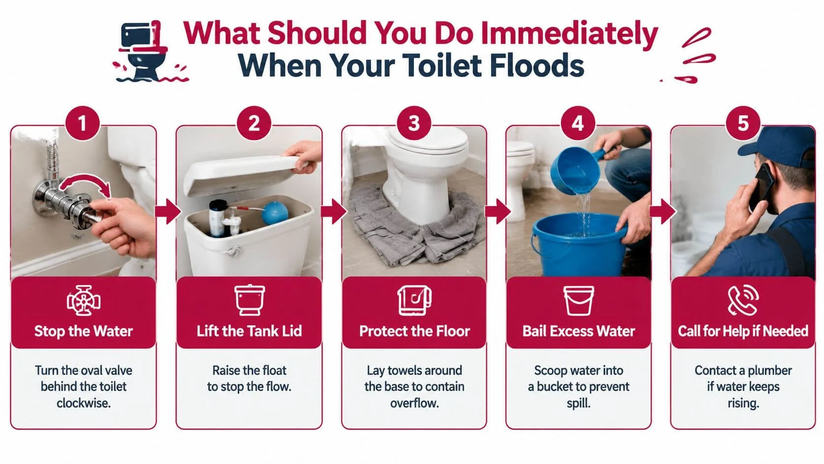 What to do immediately when your toilet floods to prevent water damage