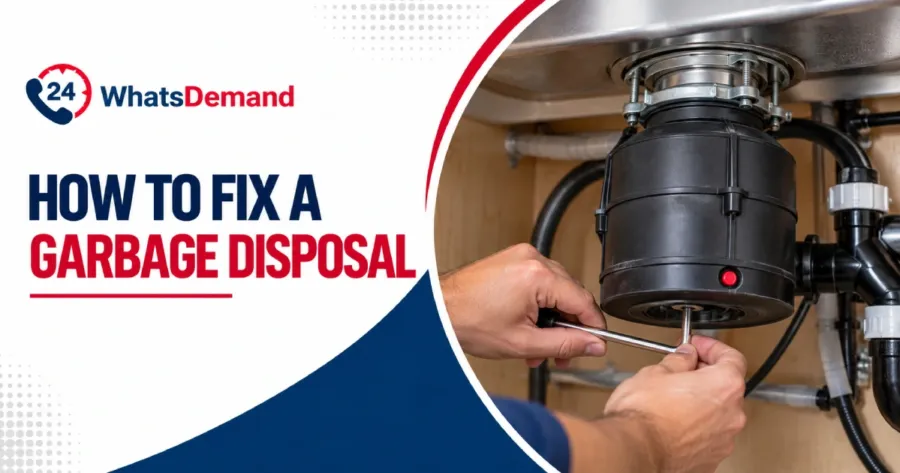 How to fix a garbage disposal using an Allen wrench under a kitchen sink
